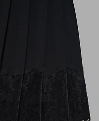 Karl Lagerfeld Paris Women's Pleated Lace-Trim Mini Skirt