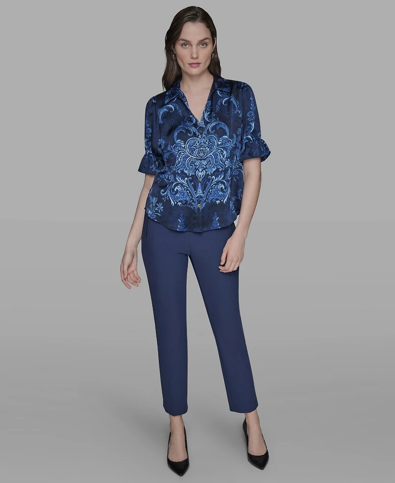 Karl Algerfeld Paris Women's Printed Button-Front Shirt