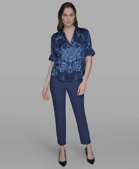 Karl Algerfeld Paris Women's Printed Button-Front Shirt