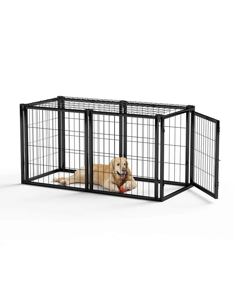 Aostirmotor 47.2 in. L x 22 in. W x 24 in. H. Dog Crate 47.2" Dog Kennel for Small Medium Dogs, Puppy Dog Playpen with Top in Black
