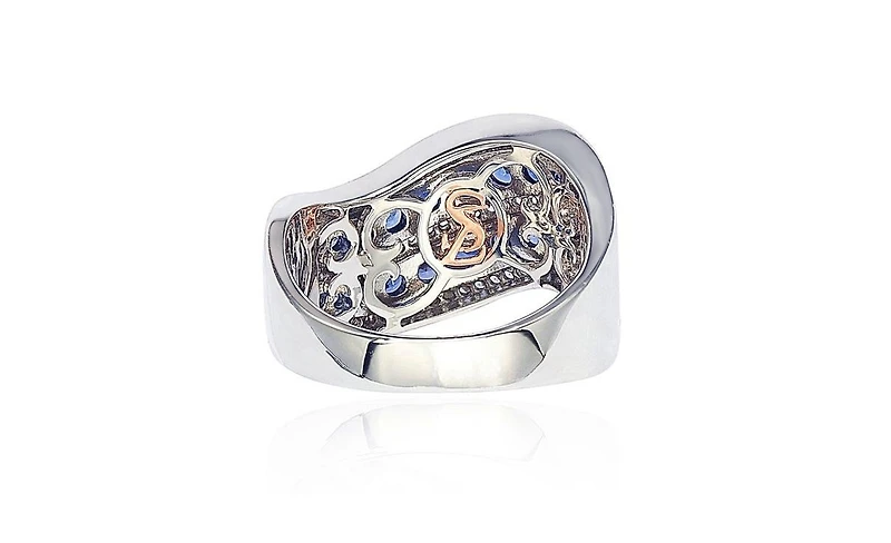 Suzy Levian New York Suzy Levian Sterling Silver Sapphire & Created White Sapphire Wavy Ring