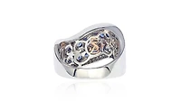 Suzy Levian New York Suzy Levian Sterling Silver Sapphire & Created White Sapphire Wavy Ring