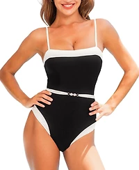 Cupshe Women's Square Neck Crisscross Back One Piece Swimsuit