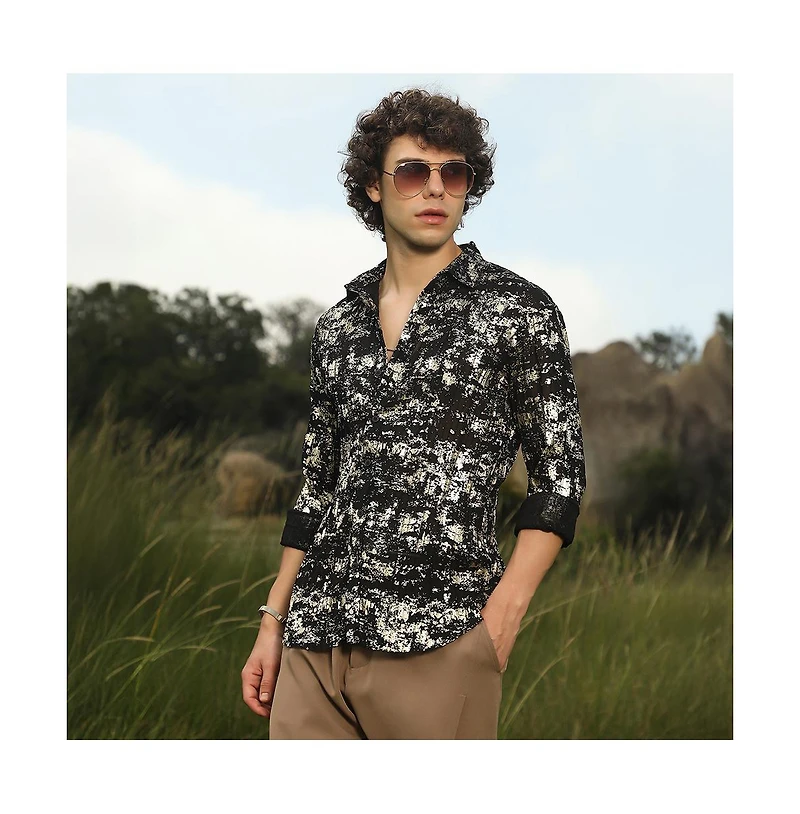 Campus Sutra Textured Foil Shirt