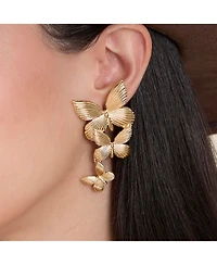 Jessica Simpson Cascading Butterfly Drop Earrings in Gold-Tone
