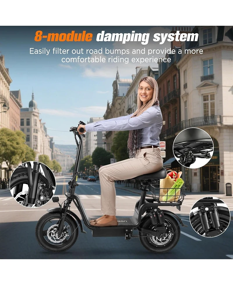 Urbanmax C14 Electric Scooter with Seat, 750W Motor, 20MPH, 28-Mile Range, Dual Disc Brakes