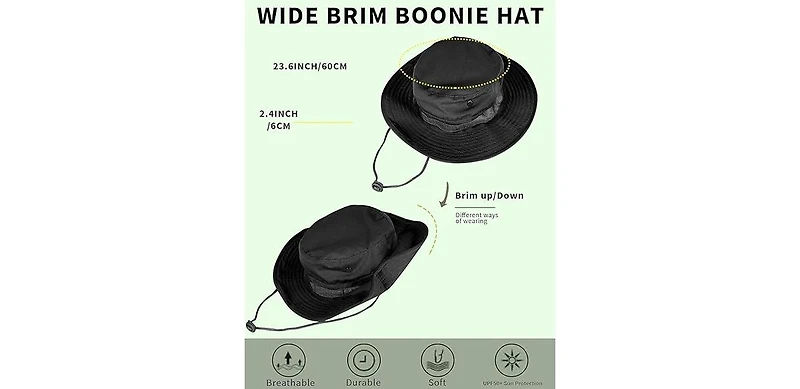 Multijoy Uv Protection Boonie Hat Upf 50+ Foldable Sun Hat for Hiking Fishing