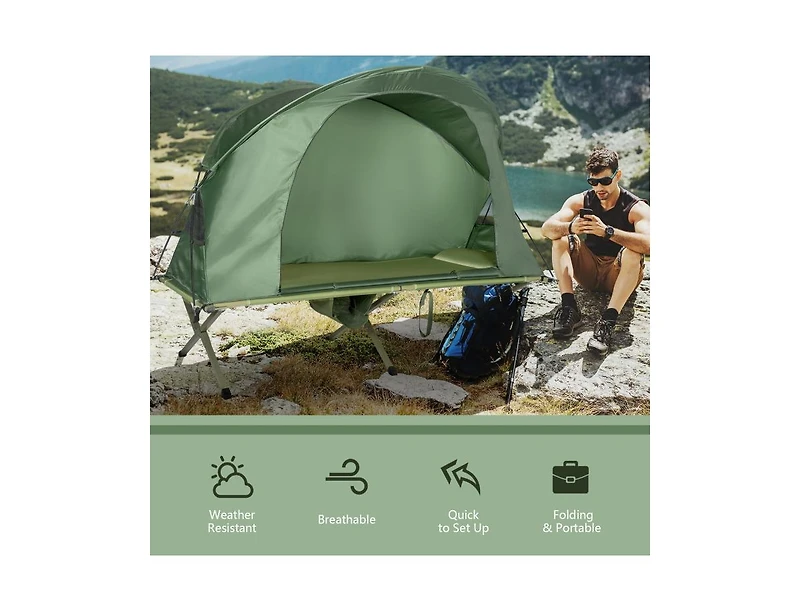 Akiudex 1-Person Camping Tent with Elevated Cot and Carrying Bag
