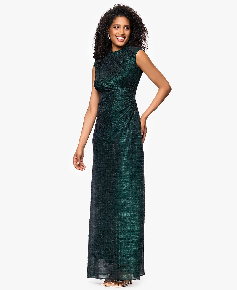 Betsy & Adam Petite Sleeveless Dress with Ruched Slit