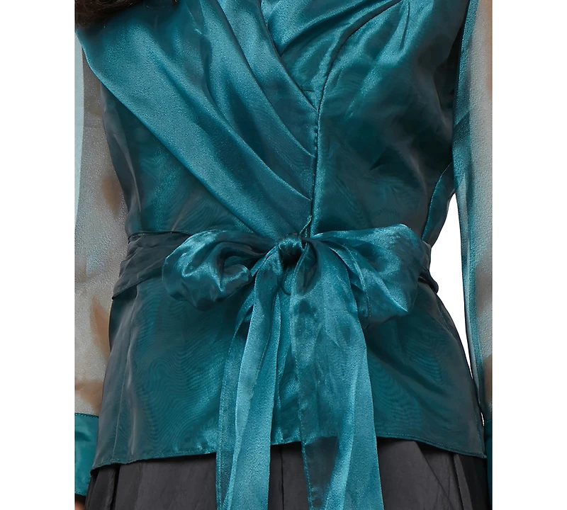 Alex Evenings Women's Organza 3/4-Sleeve Blouse