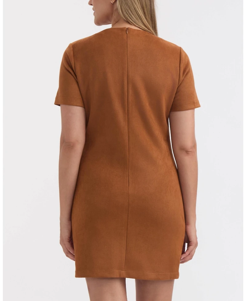Ellen Tracy Women's Faux Suede Metal-Detail Dress