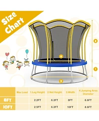 Akiudex 10FT Trampoline with Safety Net and Flower-Shaped Design for Kids