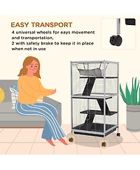 PawHut 4-Tier Small Animal Cage, Ferret Cage Large Chinchilla Cage,
