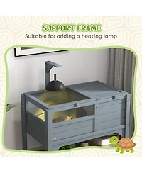 PawHut Tortoise Habitat Enclosure for Indoor W/ Shelf, Tray,