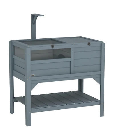 PawHut Tortoise Habitat Enclosure for Indoor W/ Shelf, Tray,