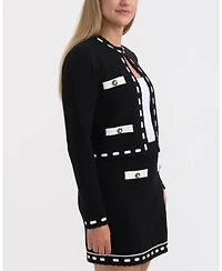 Ellen Tracy Women's Contrast Trim Cardigan