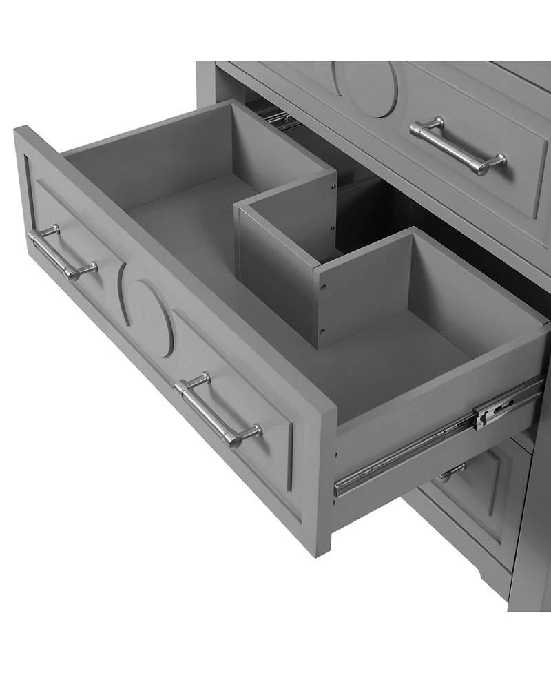 Casainc 30" Freestanding Vanity With Ceramic Sink Combo and 3 Drawers, Solid Wood Frame