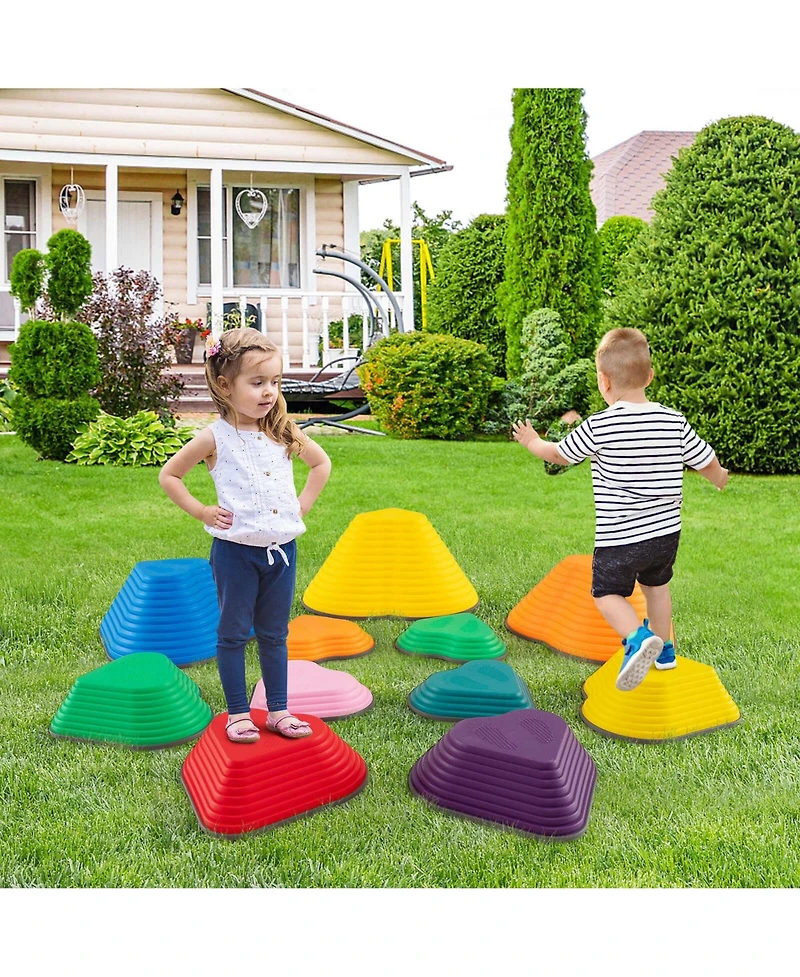 11 Pcs Stepping Stones with Full Non-Slip Edging for Children Indoor and Outdoor