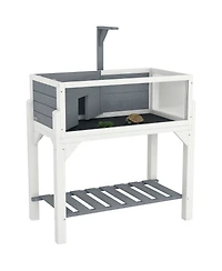 PawHut Tortoise Habitat with Storage Shelf, Wooden Enclosure,