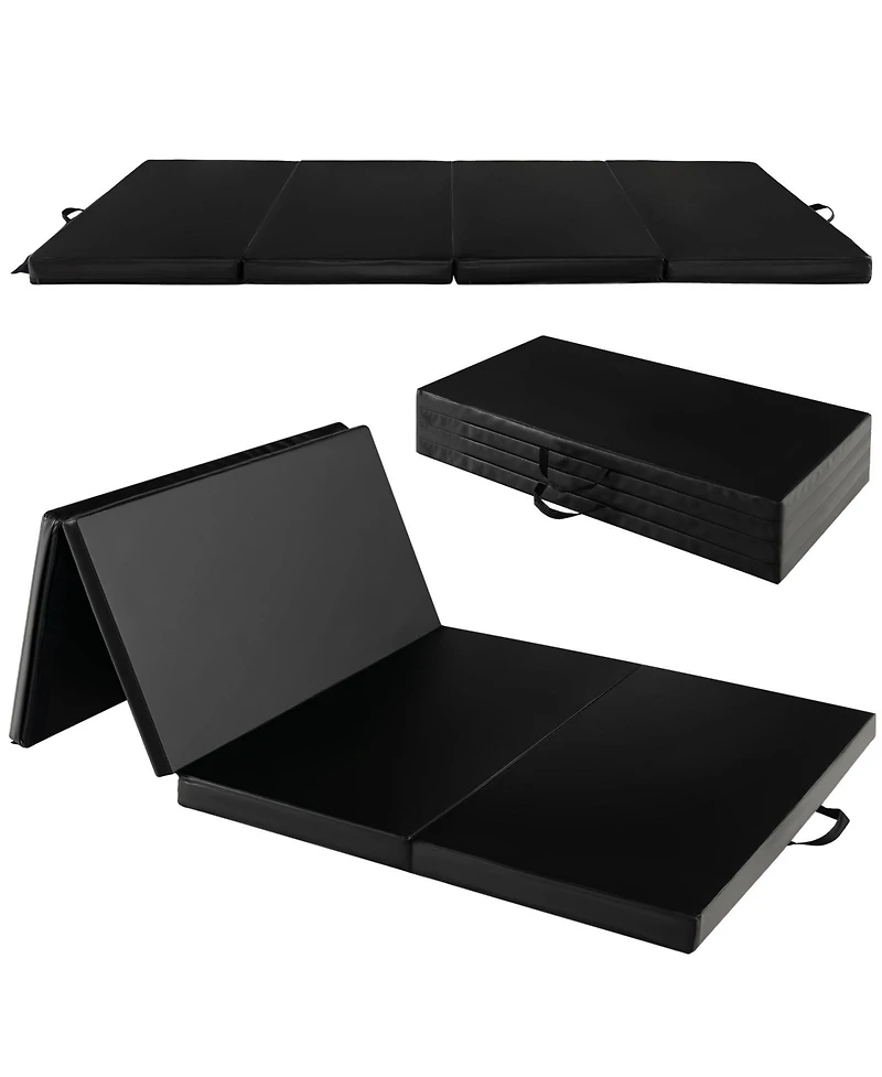 Akiudex Foldable 4-Panel Gymnastics Mat with Carry Handles 8ft x 4ft x 2inch