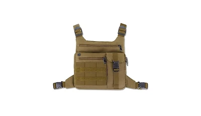 Tactical Chest Pack Running Bag: Outdoor Sports Lightweight Water Resistant - Hiking Edc Vest Rig Pack Men Women(Tactical Brown)