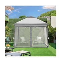 Yaheetech 11x11ft Pop-Up Gazebo Tent with Four Mesh Sidewalls, Brown