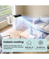 SereneLife 10300 Btu Portable Inverter Air Conditioner with Cooling, Heating, Wi-Fi Connectivity, and Quiet Operation – Perfect for Bedrooms, Offices,