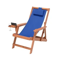 Jiallo Canvas Sling Chair With Cup And Wine Holder And End Table