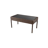 Jiallo Conversation Set. Dark Brown Wicker With Beige Fabric