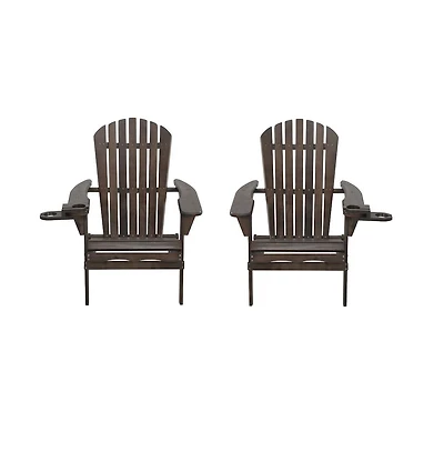 Jiallo Foldable Adirondack Chair With Cup Holder Set Of 2