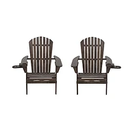 Jiallo Foldable Adirondack Chair With Cup Holder Set Of 2