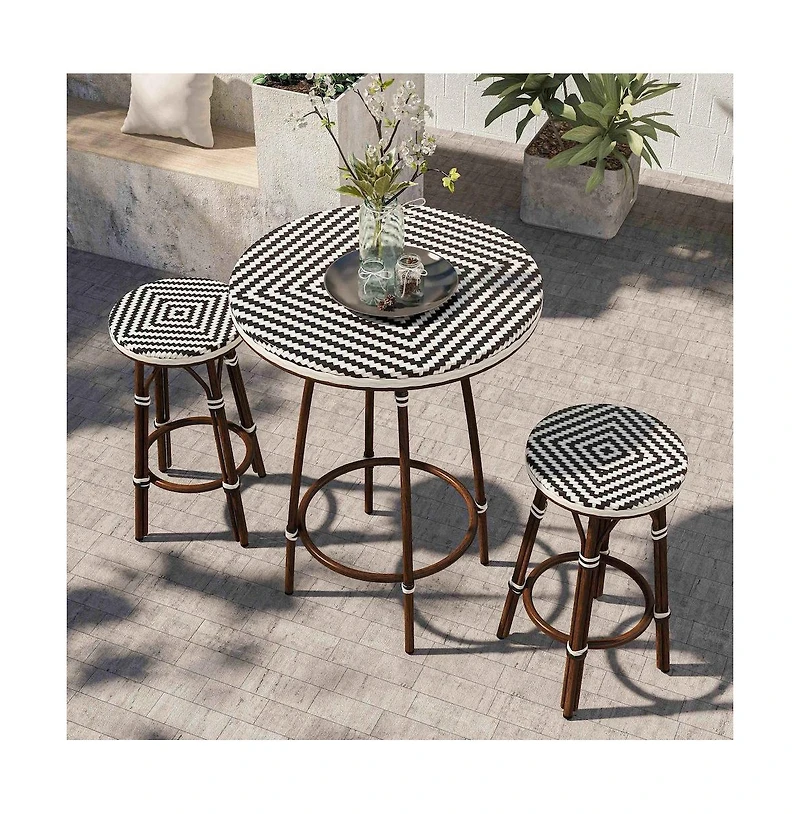 Enitial Star Saginaw Aluminum 3-Piece Patio Dining Table Set in Brown