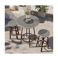 Enitial Star Saginaw Aluminum 3-Piece Patio Dining Table Set in Brown