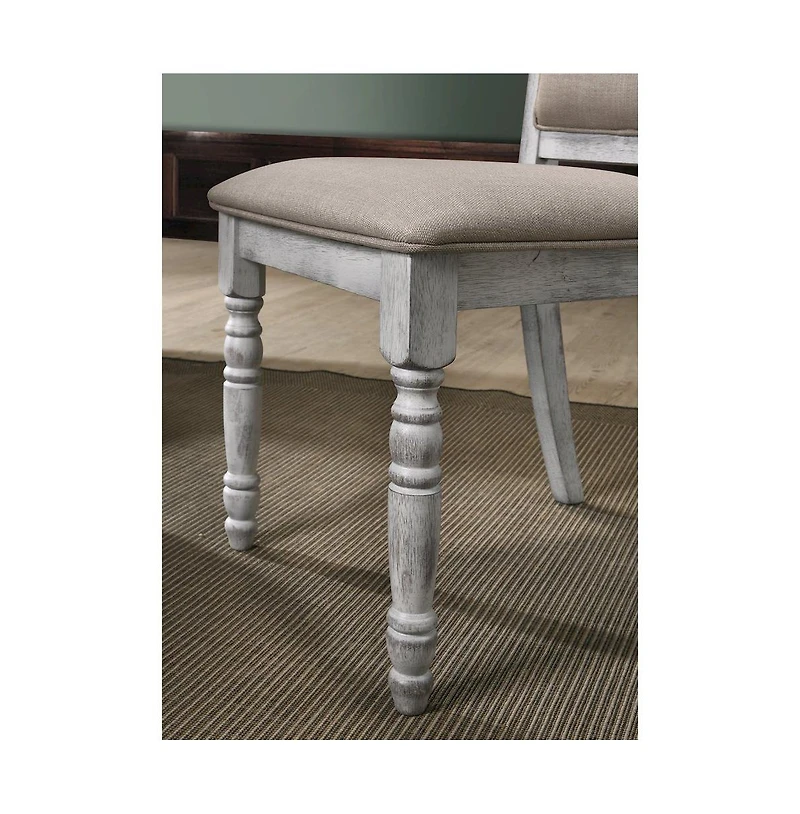 Roundhill Furniture Iris Weathered White Wood 5-Pc Dining Set