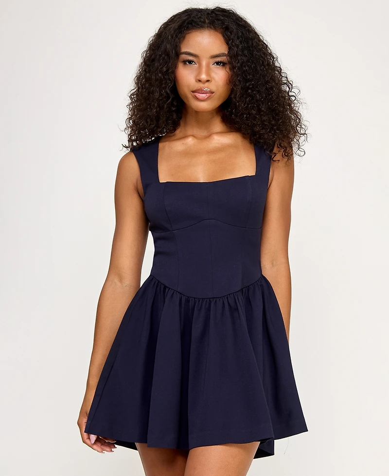 Seni & Cade Juniors' Sleeveless Drop Waist Short Dress