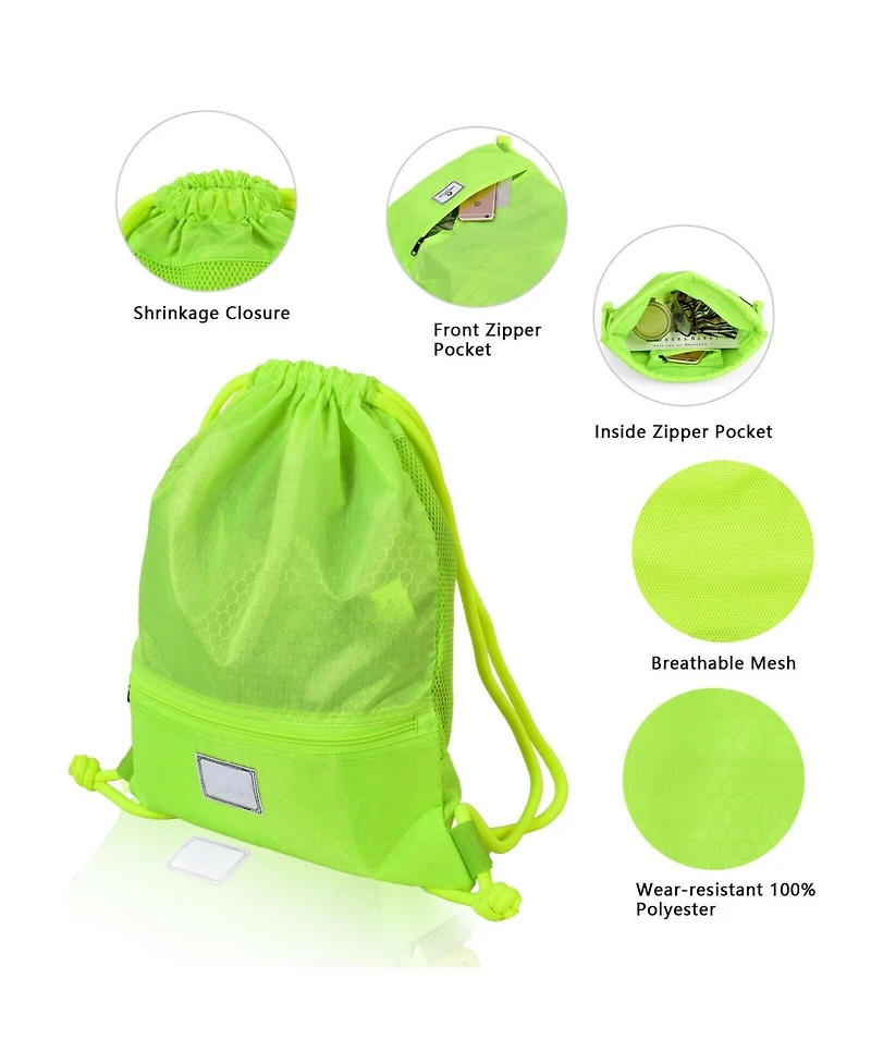 Akiudex Drawstring Backpack with Zipper Pockets and Adjustable Straps