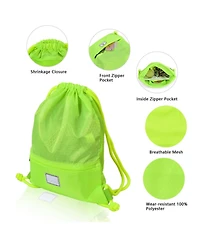 Akiudex Drawstring Backpack with Zipper Pockets and Adjustable Straps