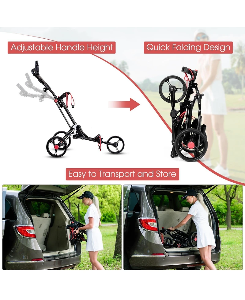 Akiudex Foldable Aluminum Golf Push Cart with Accessories