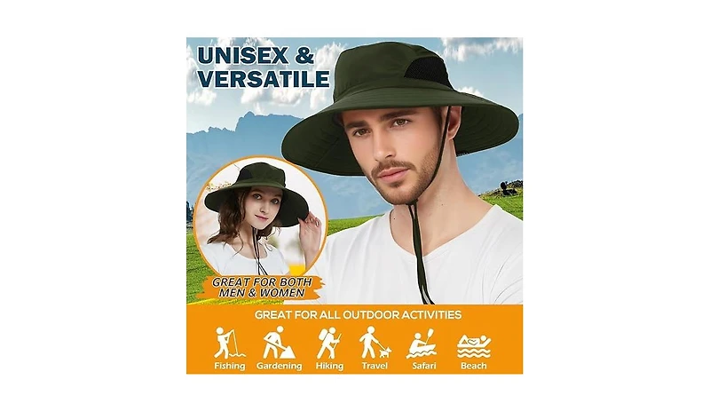 Multijoy Wide Brim Sun Hat, Upf 50+ Uv Protection Waterproof Packable Bucket Hat for Men & Women, Fishing Hiking Beach Garden
