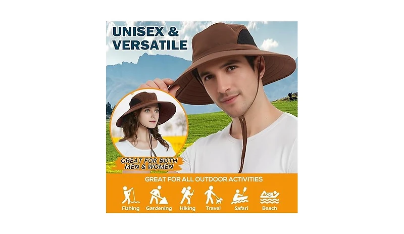 Multijoy Wide Brim Sun Hat, Upf 50+ Uv Protection Waterproof Packable Bucket Hat for Men & Women