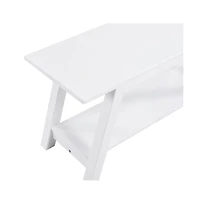 Roundhill Furniture Elyz Solid Wood Bench with Shelf, 36 Inch Long, White