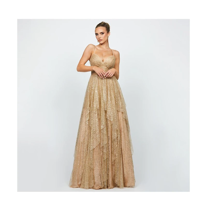 Bariano Women's Brylee Glitter Ball Gown