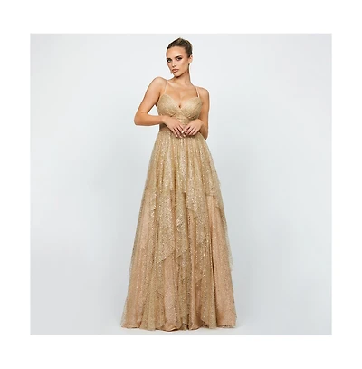 Bariano Women's Brylee Glitter Ball Gown