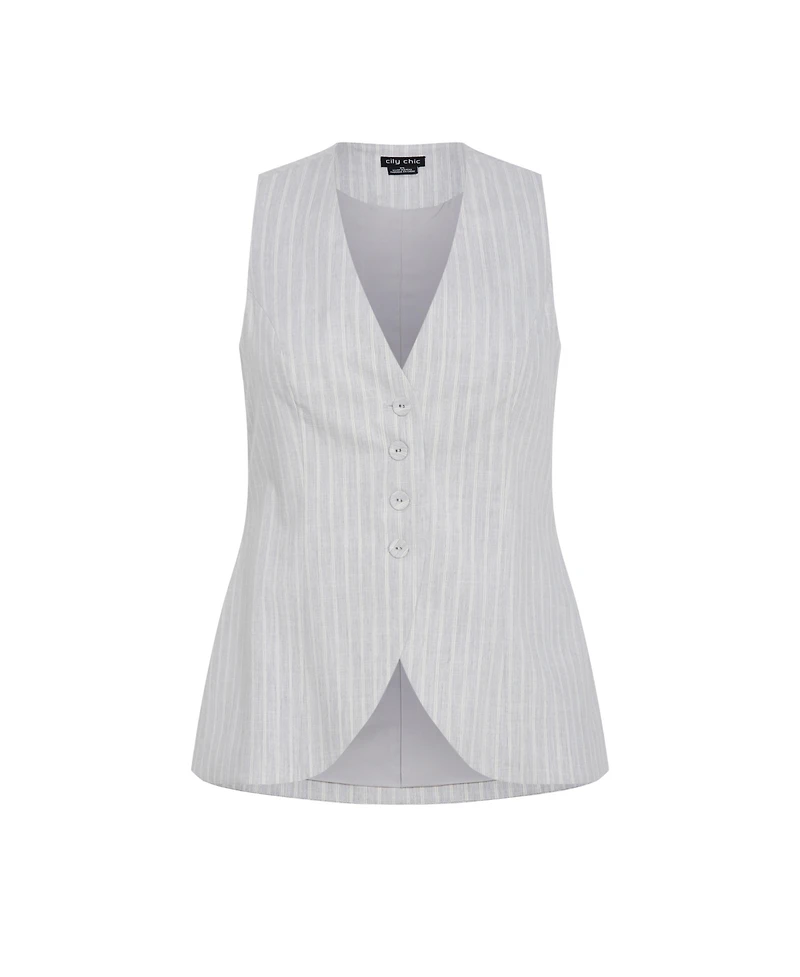 City Chic Plus Jaz Print Vest