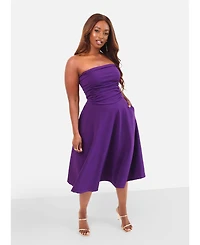 Rebdolls Plus Purple Midi Dress with Pockets