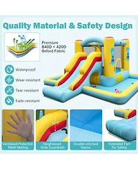 Akiudex 7-in-1 Inflatable Bounce House with Slide Tunnel Ball Pit Basketball Ring