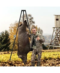 Akiudex Heavy-Duty Tripod Deer Hoist with Crank Winch and Steel Cable for Game Processing