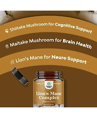 Nature's Craft Lion's Mane Complex Capsules, Brain Booster Nootropic Supplement with Chaga Maitake Shiitake and Reishi, Nature's Craft, 120ct
