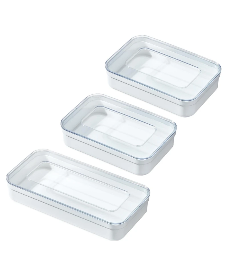 iDesign Food Bag Dispenser Organizer - Set of 3 -White/Clear