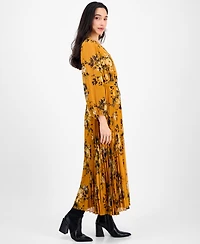 Sandra Darren Petite Printed Pleated Maxi Dress